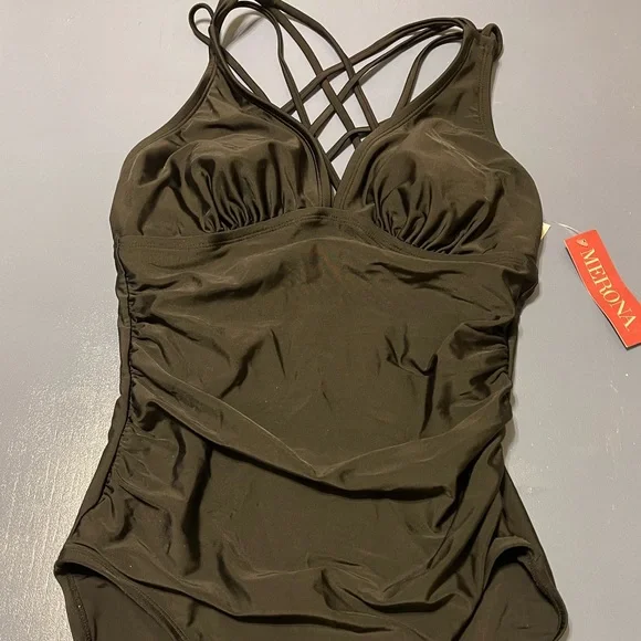 Merona Black One Piece with Criss Cross Straps - Picture 1 of 5